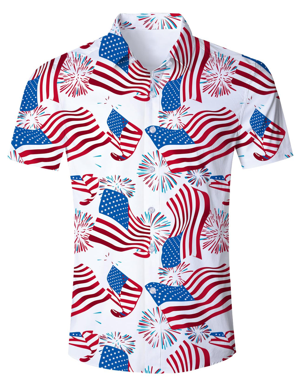 Fanient Mens Hawaiian Shirt Summer 3D Print Casual Short Sleeve Button Down Graphic Aloha Dress Shirts