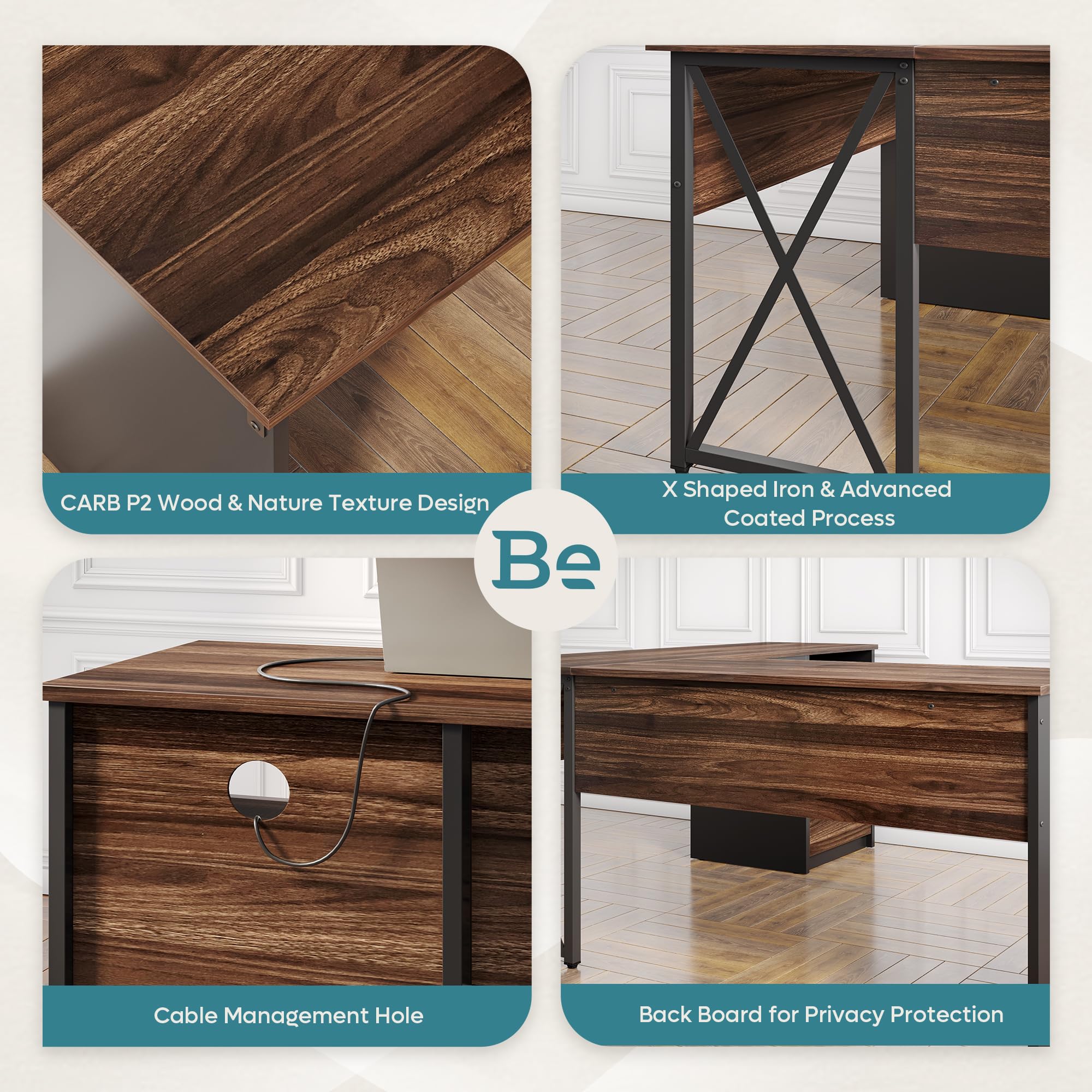 Bestier L Shaped Standing Desk with Lift Top, 55"x55" Standing Corner Desk for Home Office, Computer Desk with Reversible File Drawer and Monitor Stand, Grey Wash