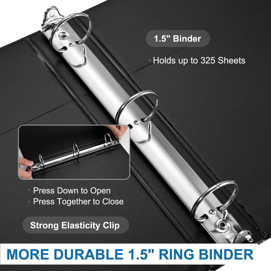 0.5 inch 3-Ring Binder, 1/2 inch Round Ring Binder with 2 Inside Pockets, Clear View Cover Binders Holds 8.5'' x 11''Paper，PVC Free, Pastel Color Binders for Office/Home/School Supply, 6 Pack
