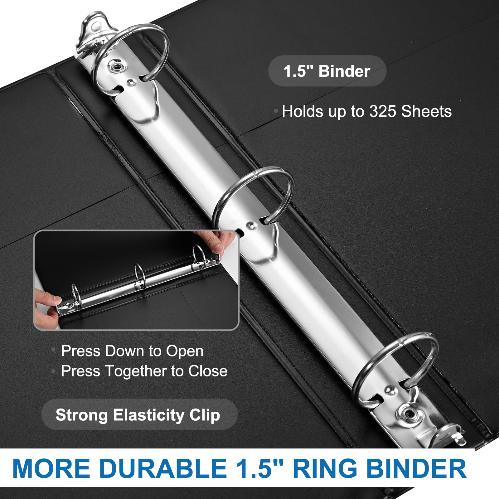 0.5 inch 3-Ring Binder, 1/2 inch Round Ring Binder with 2 Inside Pockets, Clear View Cover Binders Holds 8.5'' x 11''Paper，PVC Free, Pastel Color Binders for Office/Home/School Supply, 6 Pack