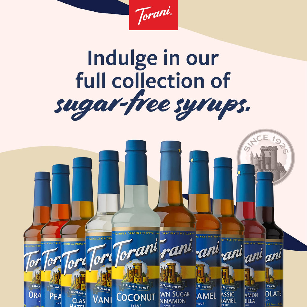 Torani Sugar Free Flavored Drink Syrup Coffee Favorites Variety Pack, Caramel, Peanut Butter Cup, Vanilla & Brown Sugar Cinnamon, 25.4 fl oz (Set of 4)