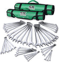 SK Combination Wrench Set, SAE 1/4" to 1-1/4", Metric 6 to 32mm, 42-Piece, SuperKrome Finish, Premium CR-V Construction, with Rolling Pouch