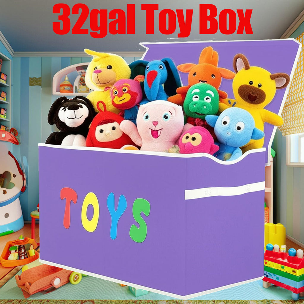 YOLOXO Toy Box Chest, Collapsible Sturdy Storage Bins with Lids, Extra Large Kids Toy Storage Organizer Boxes Bins Baskets for Kids, Boys, Girls, Nursery Room, Playroom, Closet (BLACK)