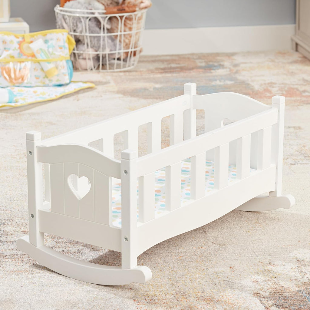 Melissa & Doug Wooden Play Cradle for Dolls - Baby Doll Crib and Baby Doll Bed with Mattress, Doll Accessories for Pretend Play and Stuffed Animals, Ages 3+