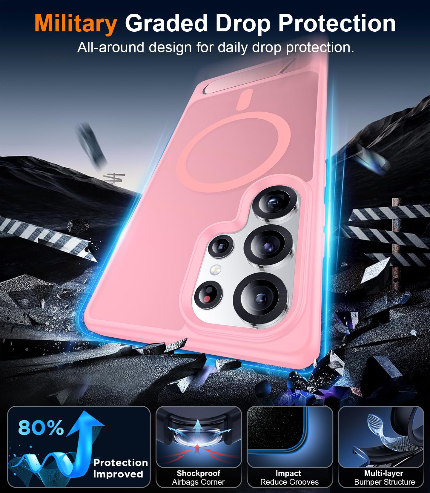 for Samsung Galaxy Z Fold 8 Case,[Compatible with MagSafe][Built-in HD Screen Protector & Kickstand][Hinge Protection]Translucent Matte Full-Body Shockproof Phone Case for Galaxy Z Fold 8,Black