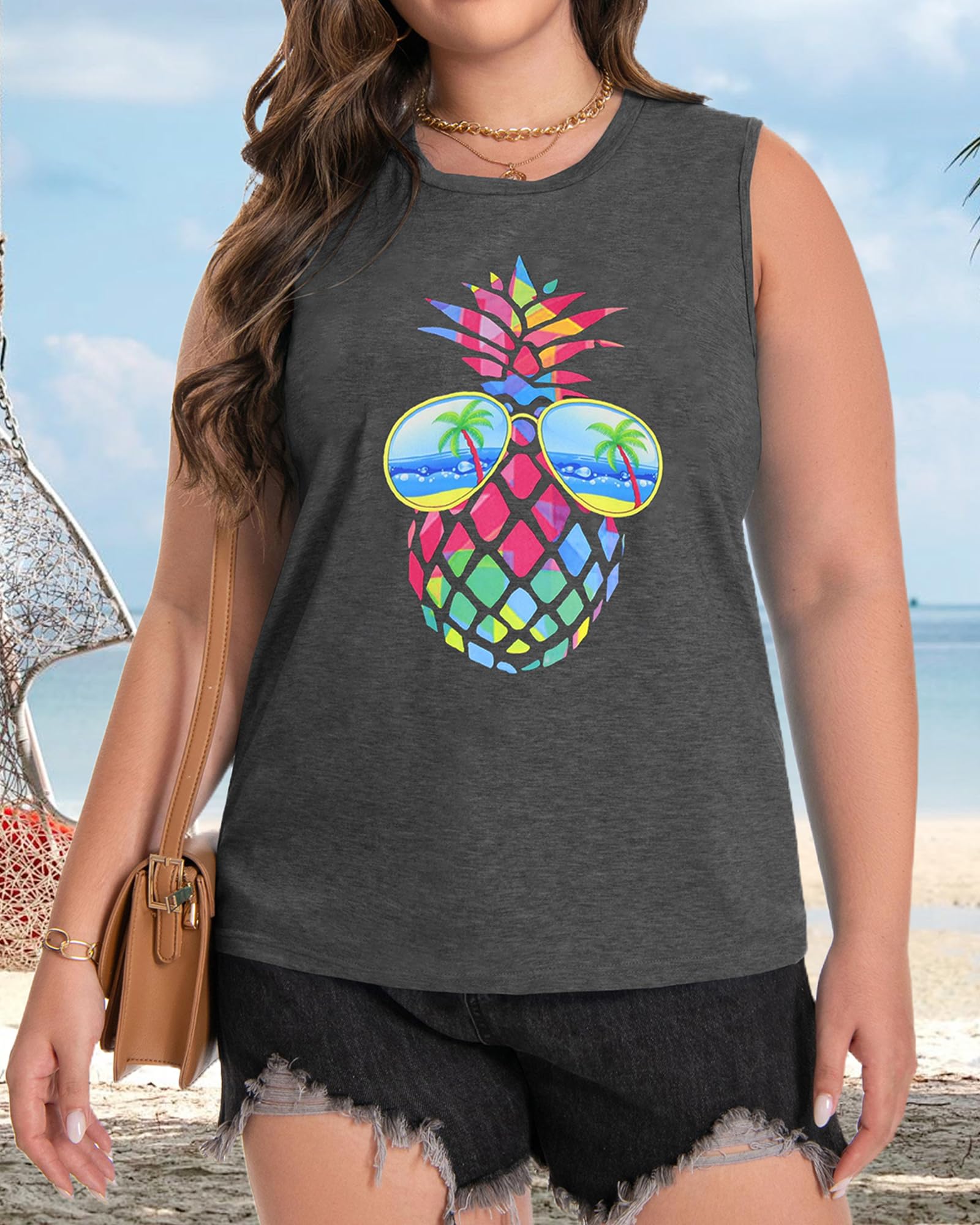 Plus Size Tops for Women Sleeveless Summer Tank Top Loose Fit Casual Tunics Shirts 2026