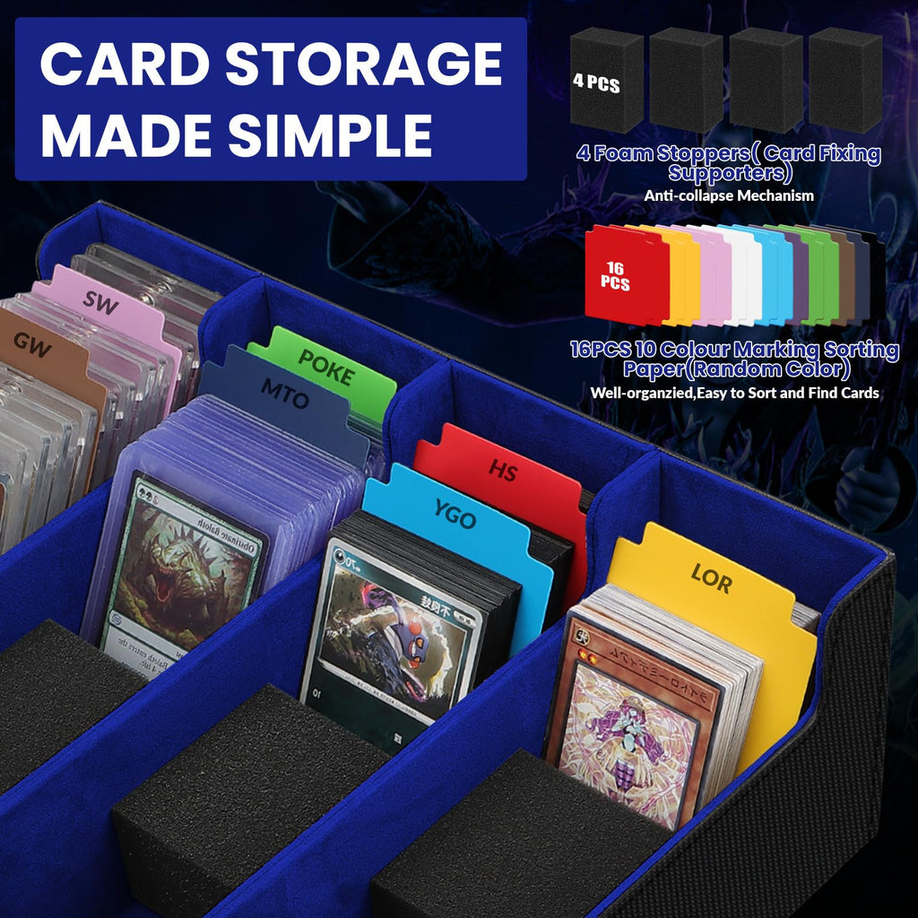 AOBOPLE Trading Card Storage Box,3200+ Card Box Storage with 24 Dividers and 4 Foam Supporters PU Leather Magnetic Cards Deck Case for MTG TCG Magic and Sport Cards,Great Gift for Card Collectors