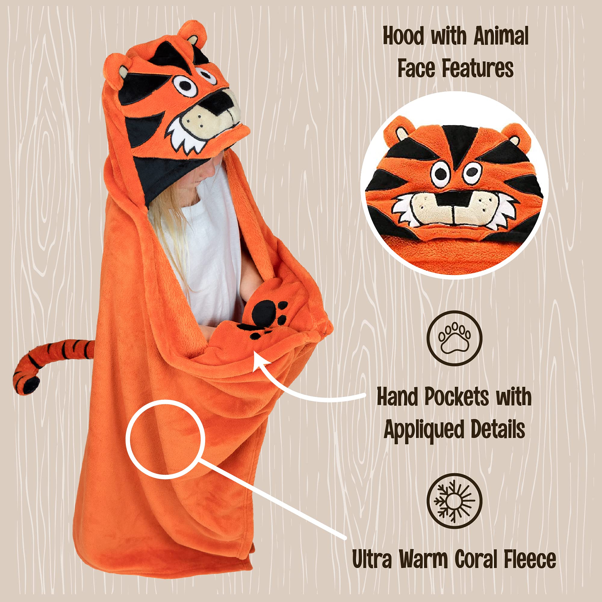 Lazy One Wearable Hooded Blanket for Kids, Animal Hooded Blanket (Bigfoot)