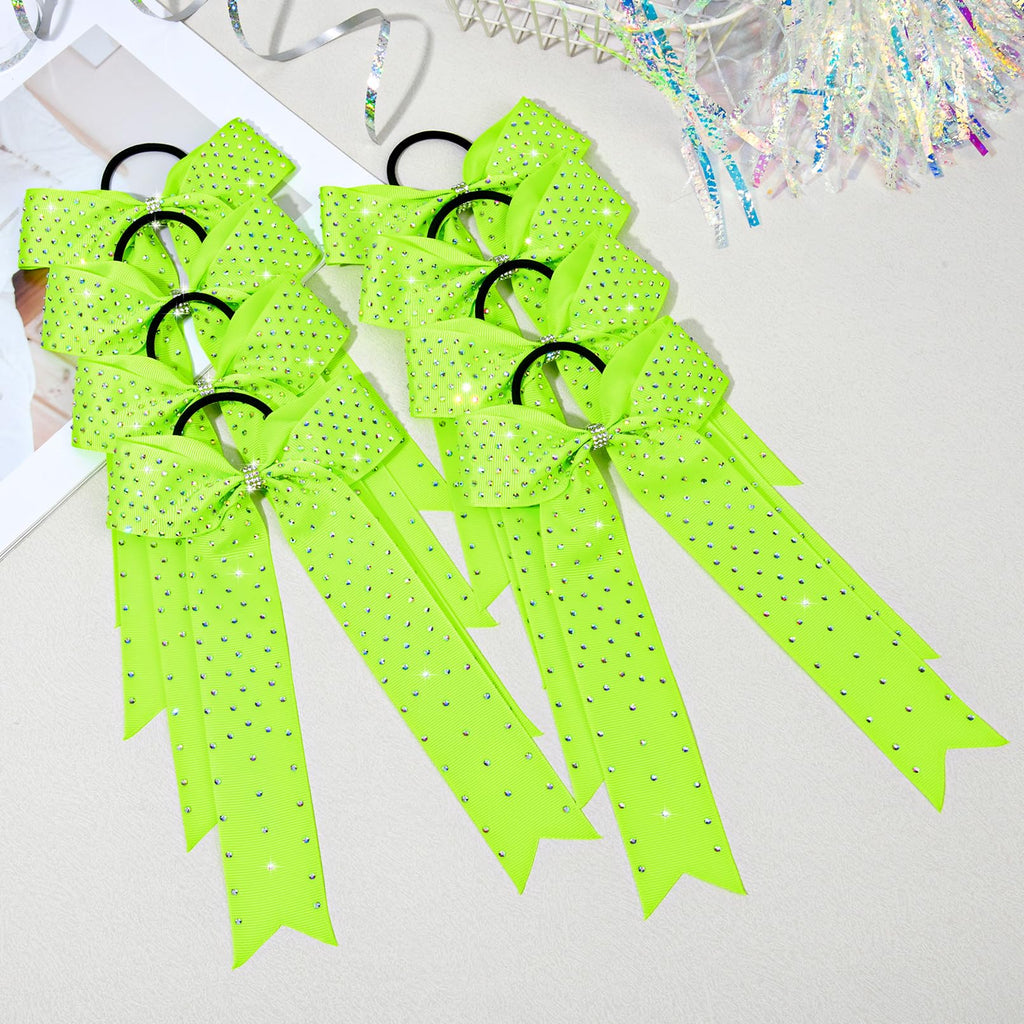 DEEKA 12 Count Collegiate Style Cheer Bows, Forest Green with Rhinestones, Handmade Bows for Girls Teens Cheerleader Sports
