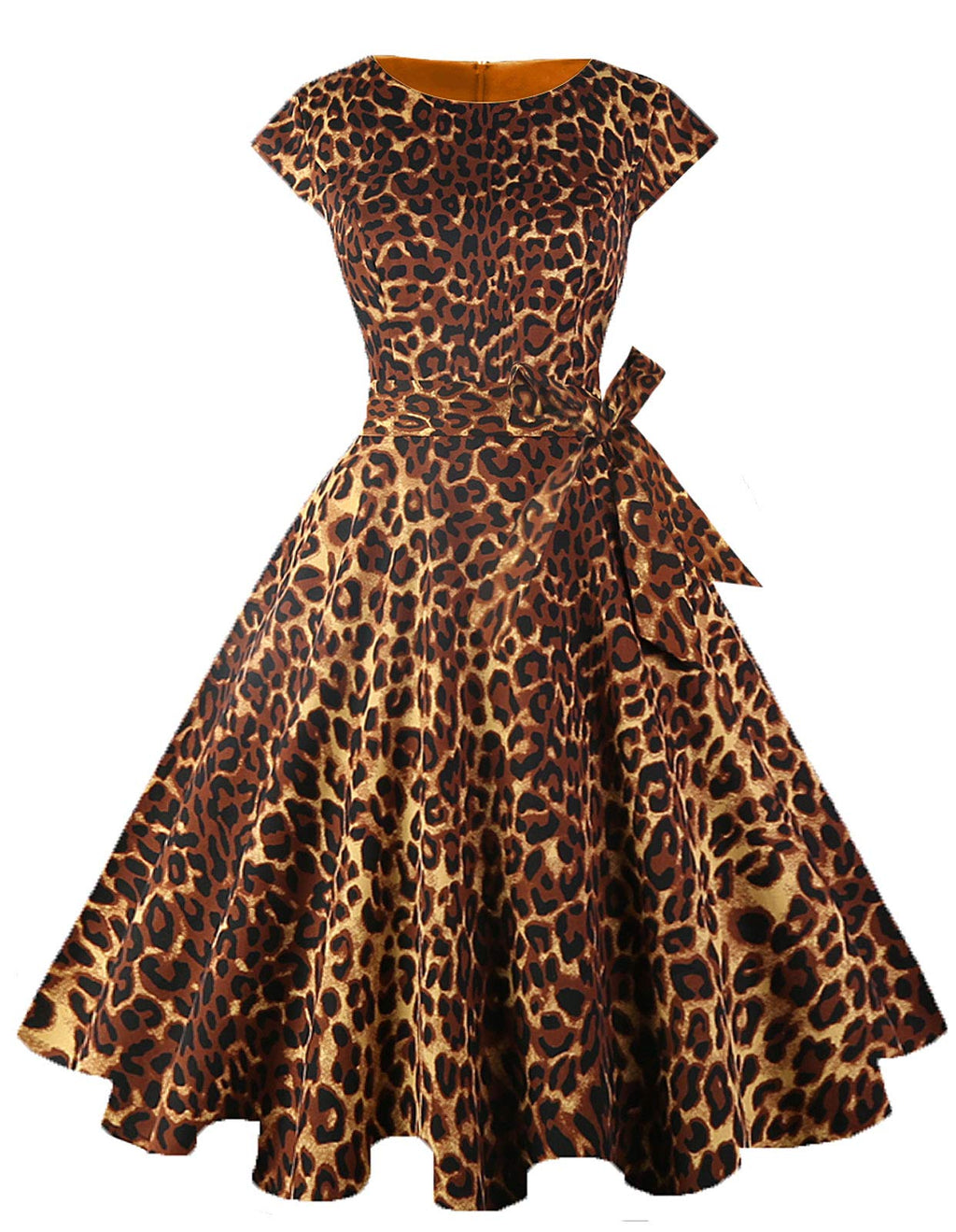 PUKAVT Women's 1950 Boatneck Cap Sleeve Vintage Swing Cocktail Party Dress with Pockets