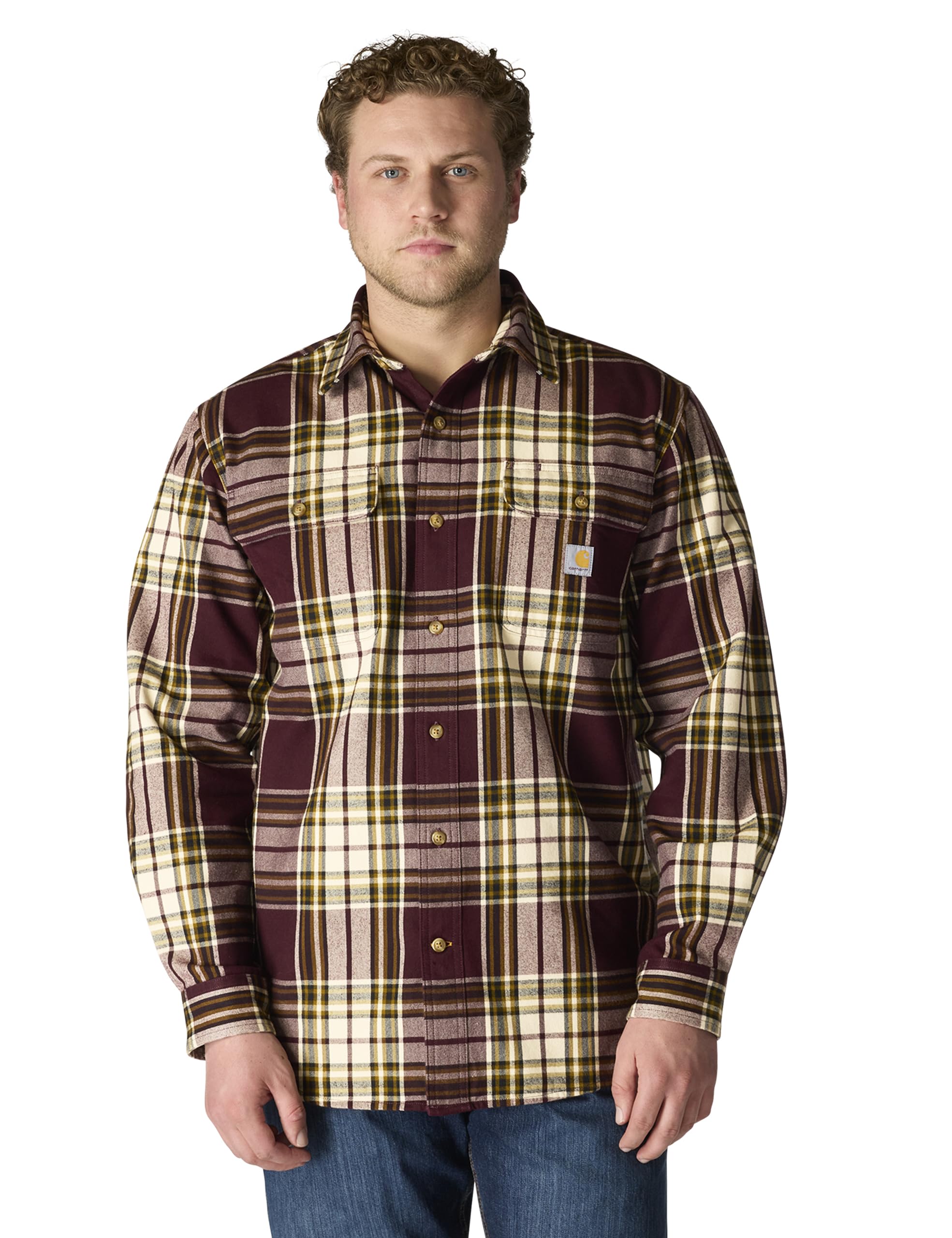 Carhartt Men's Loose Fit Heavyweight Flannel Long-Sleeve Plaid Shirt