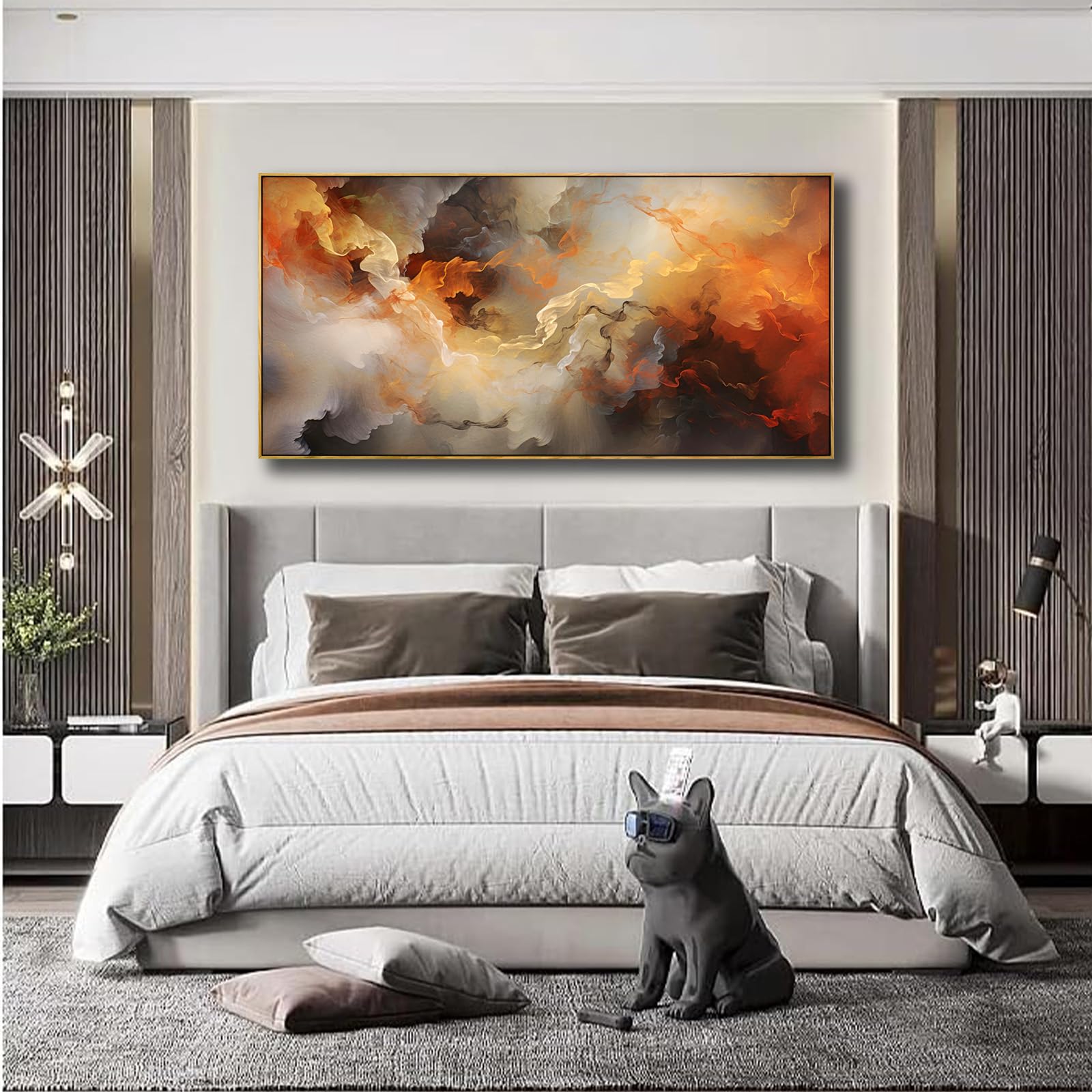 VHMING Abstract Wall Art Artwork Retro Trees Pictures Decor Canvas Painting Framed Ready to Hang Living Room Bedroom and Office Wall Decor 20x40 Inch