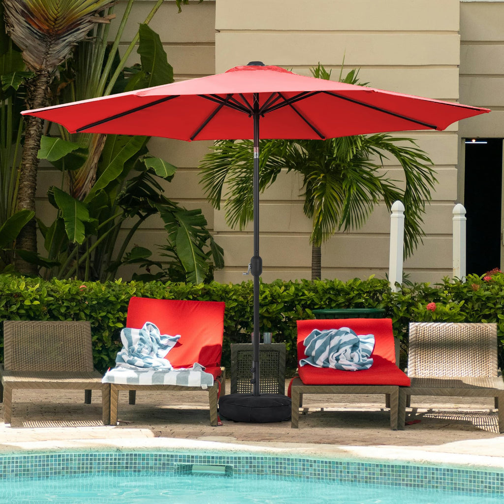 Sundale Outdoor 9FT Patio Umbrella with Sand Bag Umbrella Base, Outdoor Umbrella with Tilt and Crank, Beige