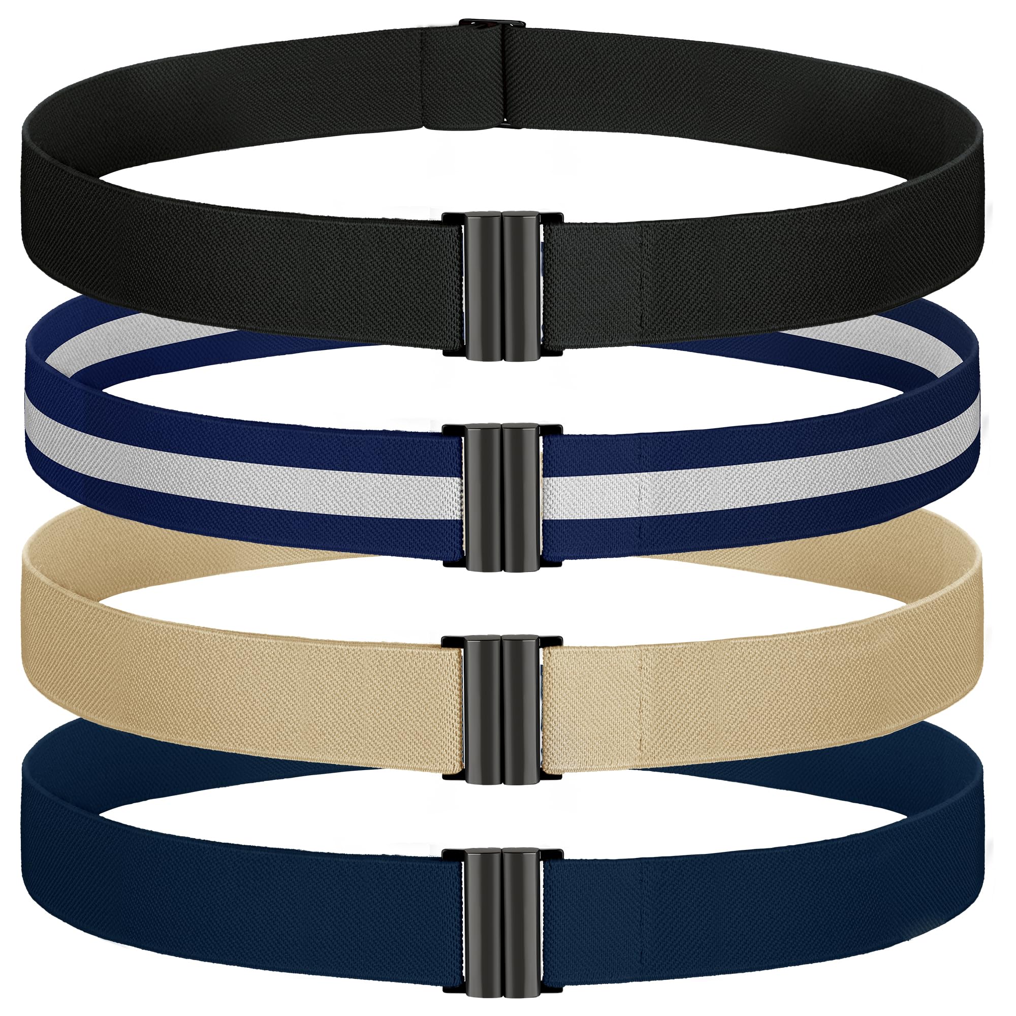 TOURZOO No Show Invisible Belt for Women/Men Elastic Web Strap Waist Stretch Belt with Flat Buckle for Jeans Pants Dresses