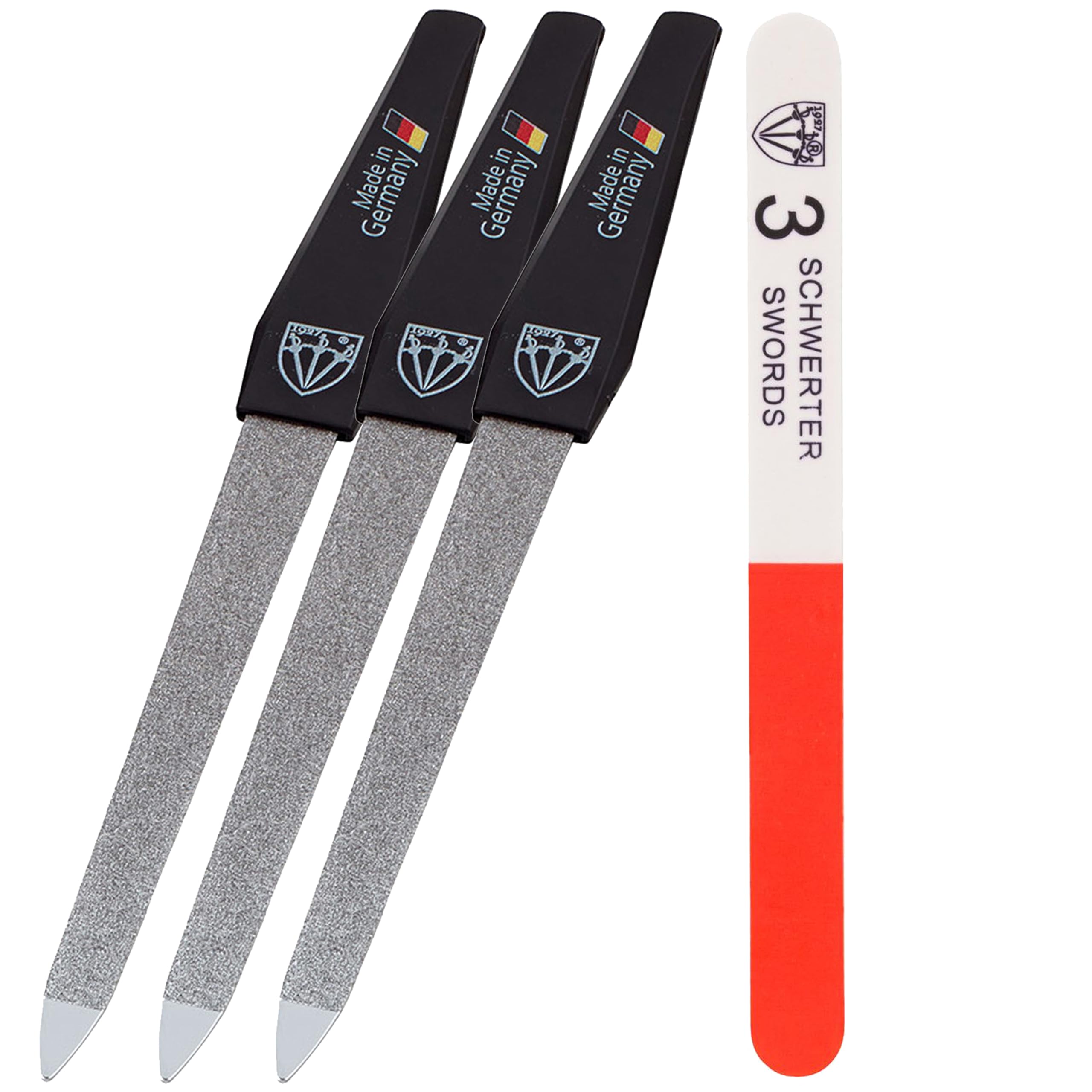 3 Swords Germany - Sapphire Metal Nail File Set 10 Pieces with 1 Piece 3-Way Nail Buffer – Nail Care Made in SOLINGEN/Germany