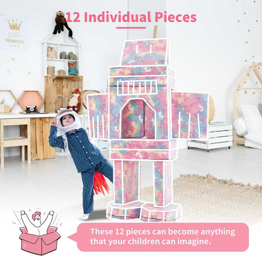 wanan Kids Couch 10PCS, Modular Kids Play Couch for Playroom Bedroom, 10 in 1 Multifunctional Kid Sofa for Playing, Creativing, Sleeping, Indoor Toddler Couches for Boys and Girls(Dark Grey)