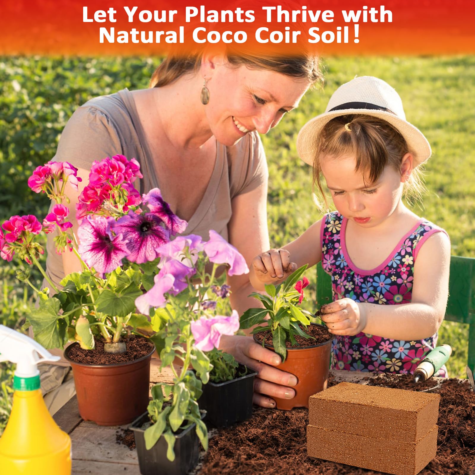 Legigo 2 Pack Premium Coco Coir Brick for Plants- 100% Organic Compressed Coconut Coir Bricks Starting Mix, Coco Coir Fiber Coconut Husk for Planting, Gardening, Potting Soil Substrate, Herbs