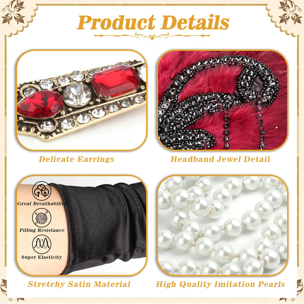 Cridoz Flapper Accessories for Women - 1920s Gatsby & Roaring 20s Style