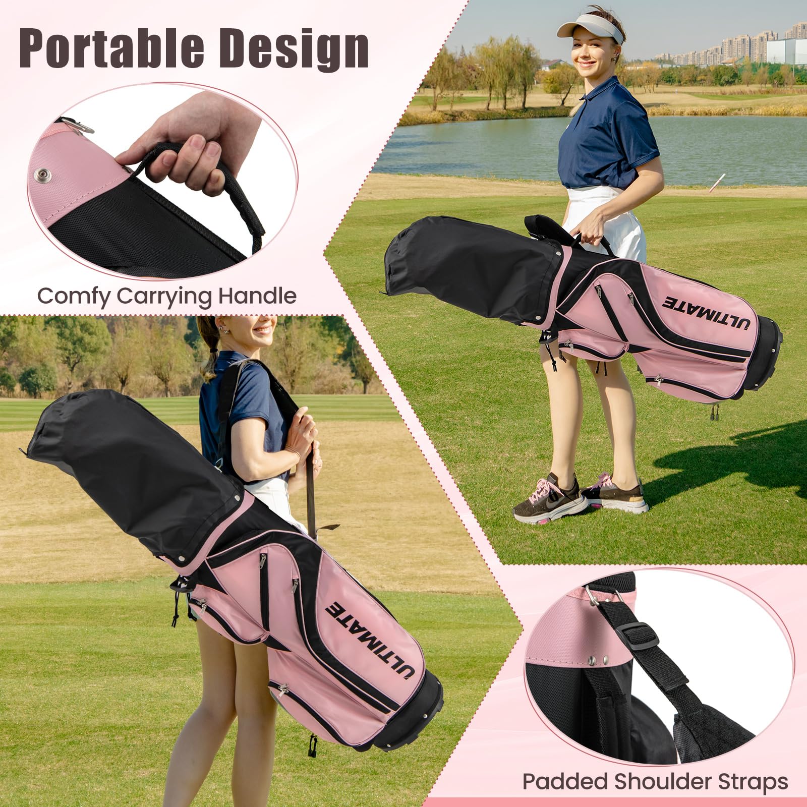 Tangkula 9/10/12 Pieces Women's Complete Golf Clubs Set, Golf Club Package Set with 460CC Driver, Fairway Wood & Hybrid, Irons, Putter, Portable Regular Golf Club Set