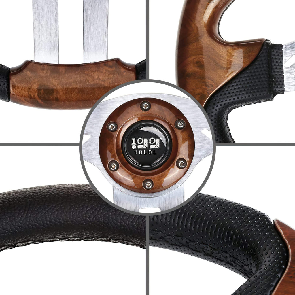 10L0L Golf Cart Steering Wheel, 13' Universal Fit for EZGO TXT/RXV, Club Car DS/Precedent, Yamaha G2-G29 (Carbon Black)