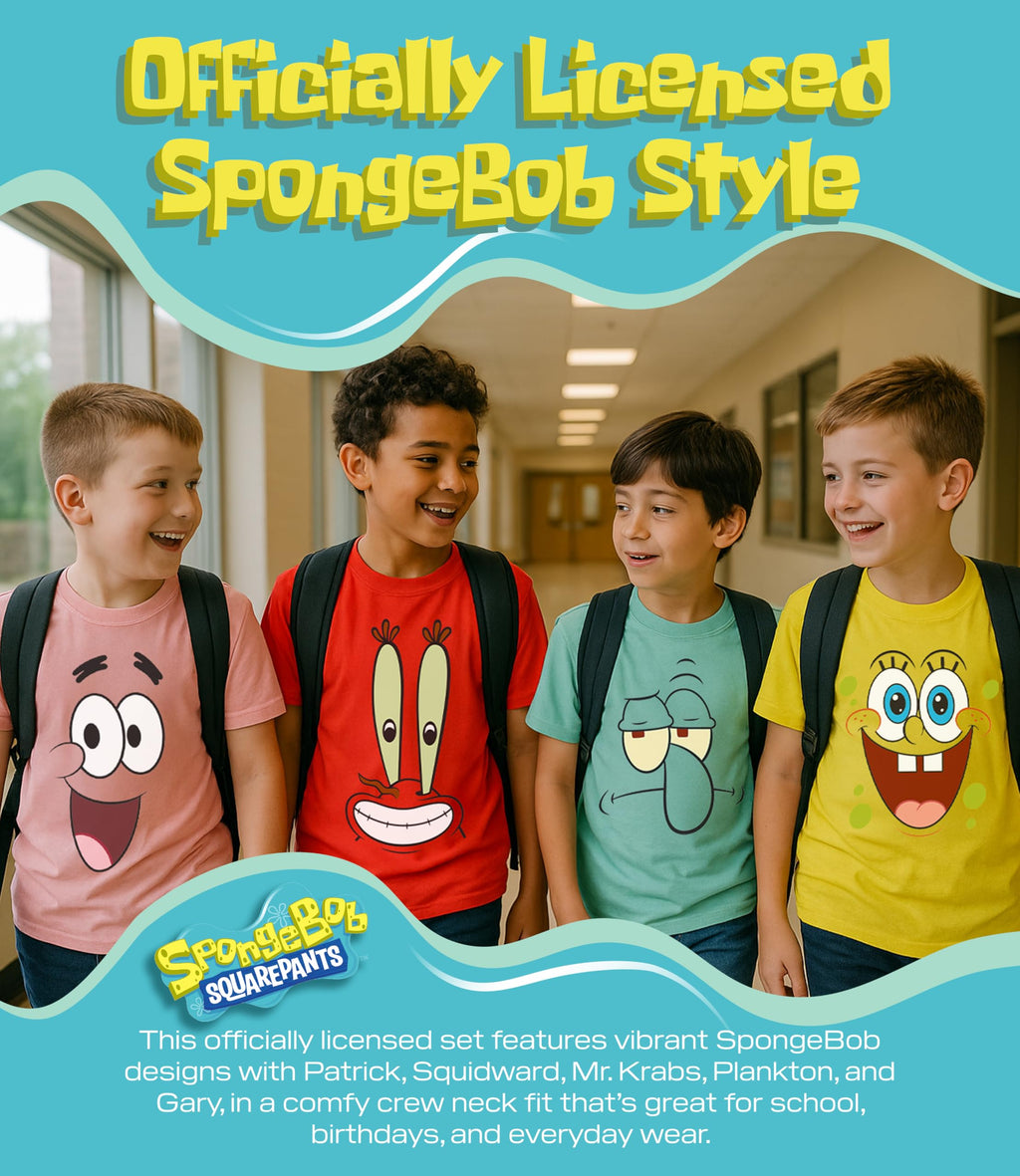 Spongebob Squarepants Graphic T-Shirt (Sets) Patrick Star Squidward Plankton Gary Outfit Tee Toddler/Birthday to Kids Clothes