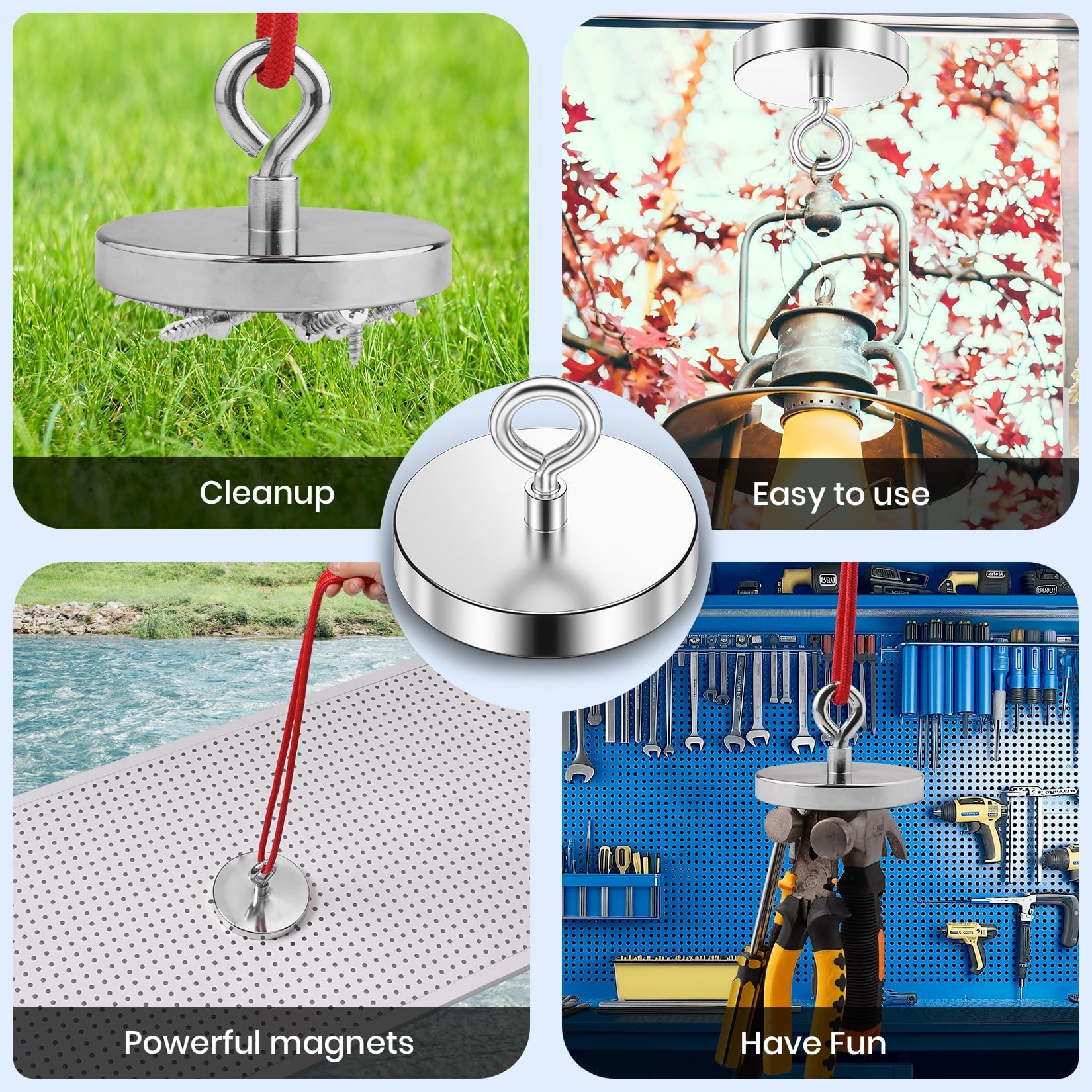 VNDUEEY Magnets with Holes, Strong Rare Earth Magnets, 8 Pack 40LBS Neodymium Cup Magnet with Stainless Screws for Wall Mounting, Round Base Disc Magnet for Kitchen, Office, Workplace, DIY Craft
