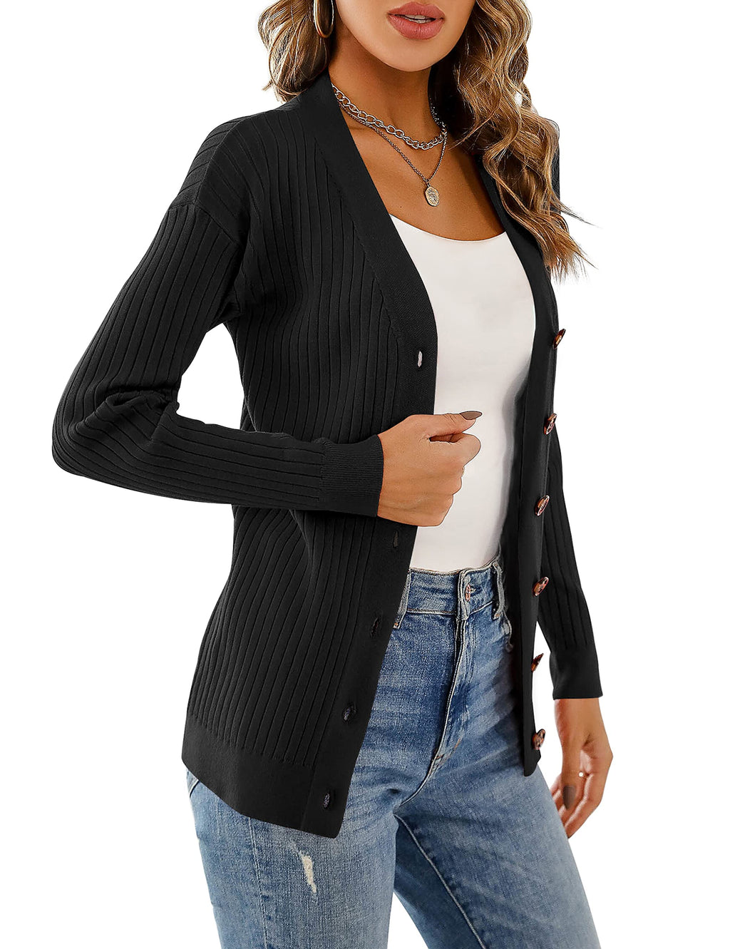 LIENRIDY Women's Knit Cardigan Long Sleeve Button Down Sweater Lightweight Cardigans, S-XL