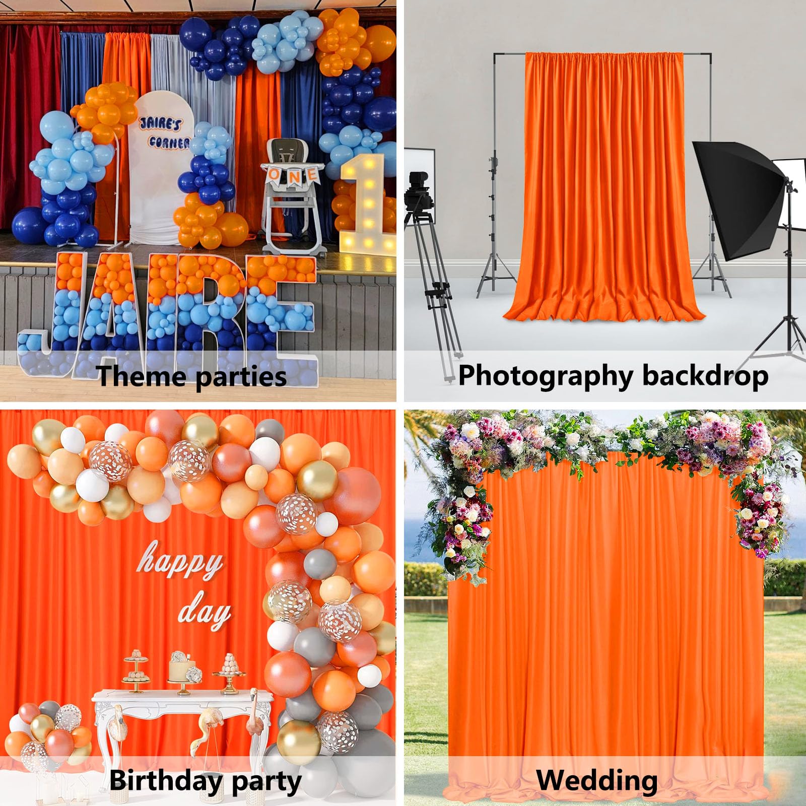 10 x 10 Feet Black A Backdrop Curtain for Partie, Background Curtains for Photoshoot, Birthday, Wedding, Halloween, Thanksgiving, Christmas, New Year Party Decorations 5Ft x 10Ft, 2 Panels