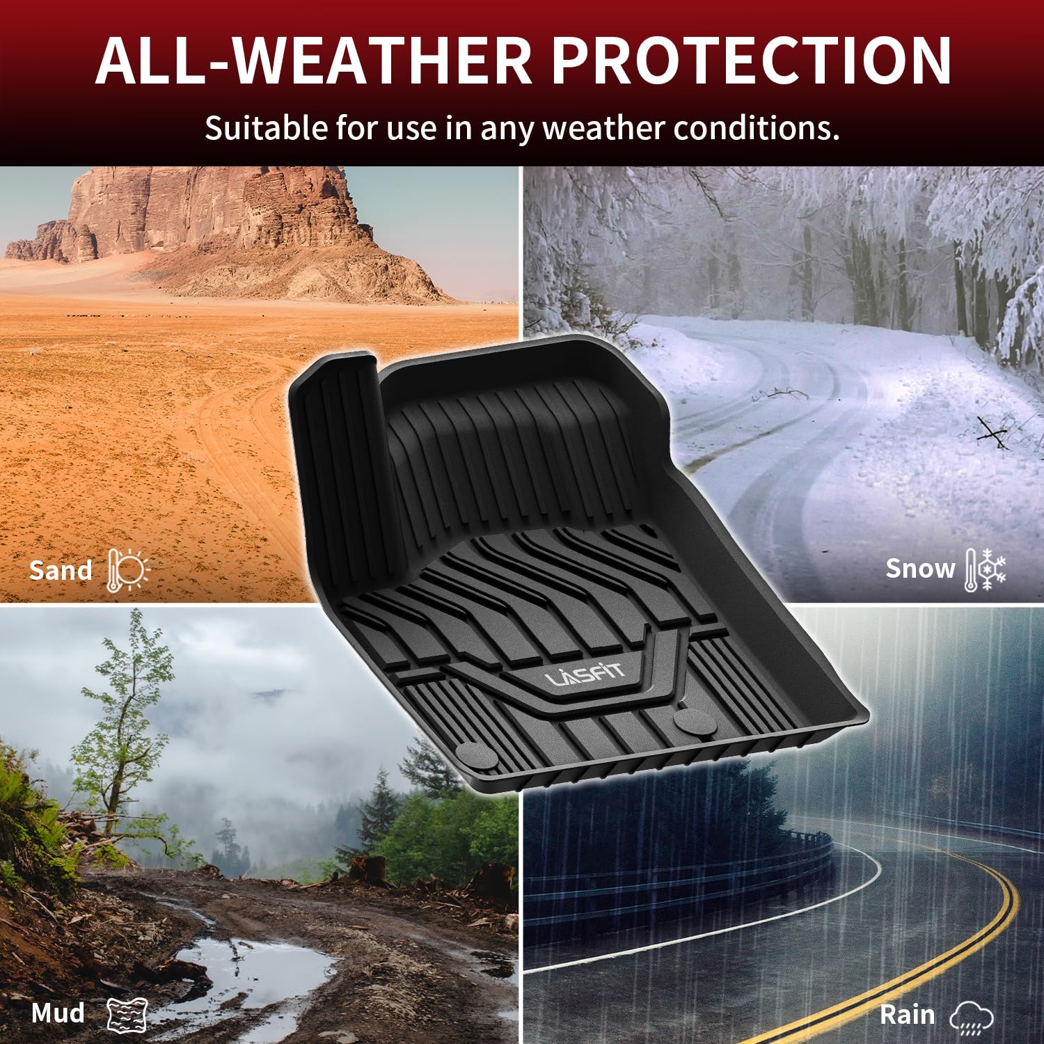 LASFIT Cargo Mat & Backrest Mats for Nissan Armada/Infiniti QX80 2019-2024, All Weather TPE Custom Fit Easy Clean Durable No-Curling Trunk Mat for Armada & QX80, Black