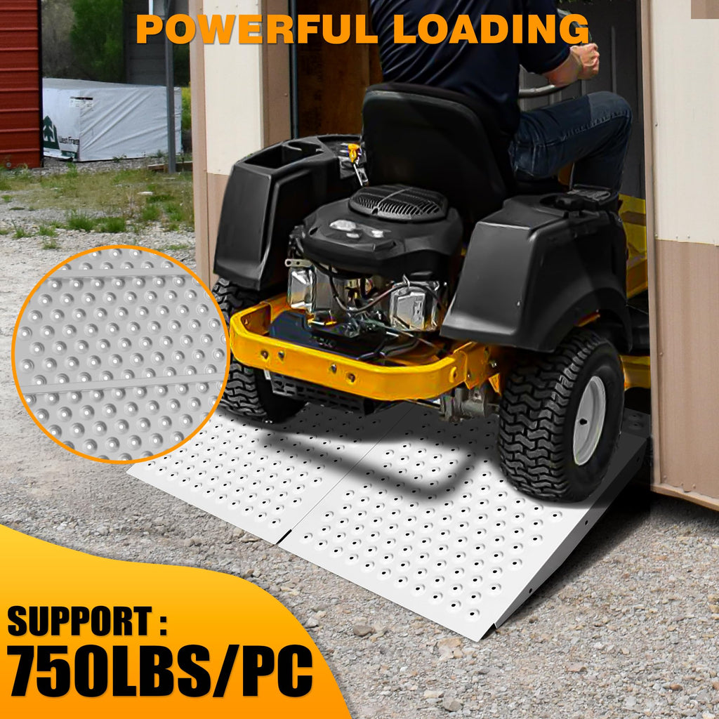 VNN 29" x 24" Shed Ramp for Riding Mower - 750 LB Capacity Shed Ramps, Anti-Slip Punch Plate Ramp for ATV, Motorcycles, Garages & Barns (1PC,Black, Alloy)