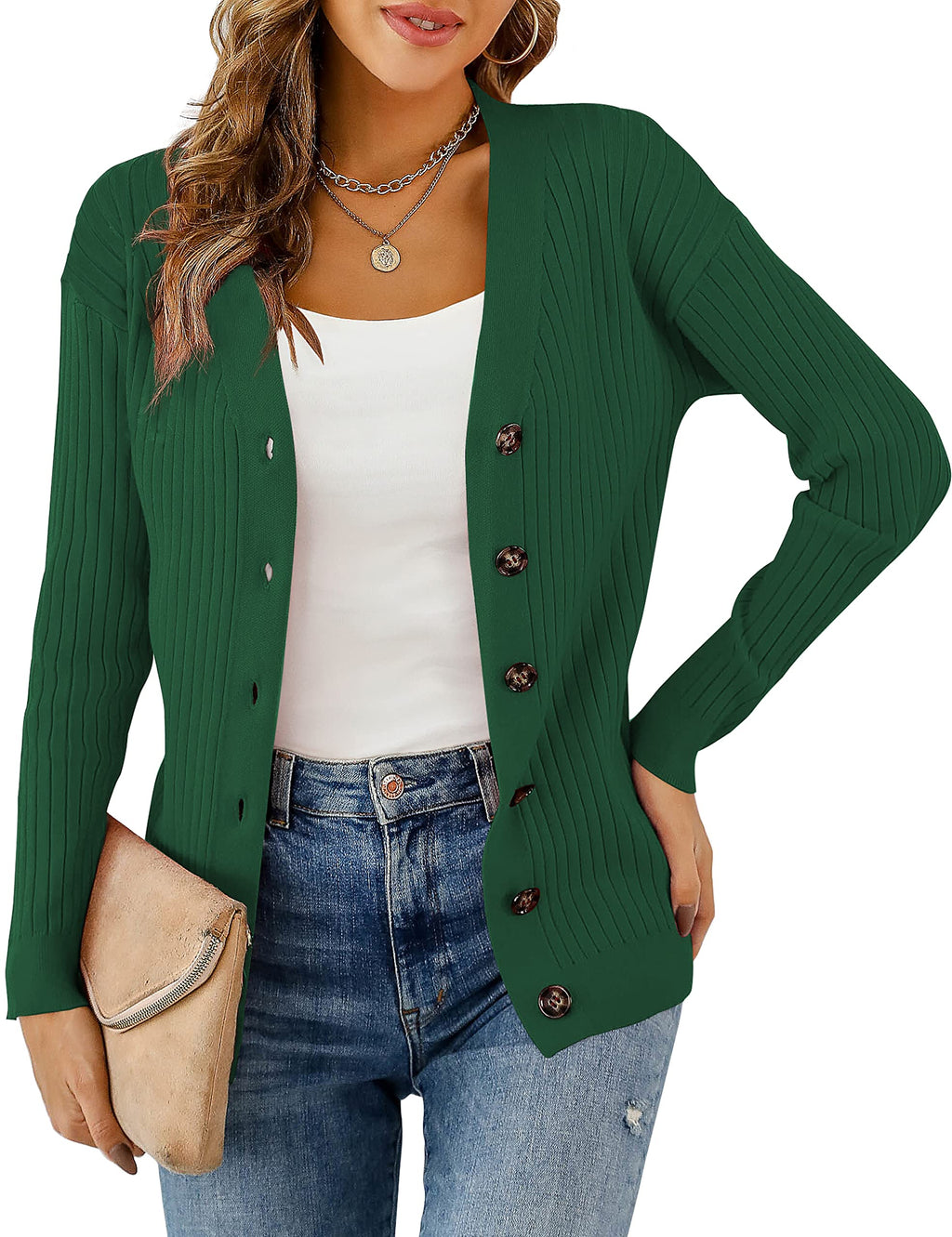 LIENRIDY Women's Knit Cardigan Long Sleeve Button Down Sweater Lightweight Cardigans, S-XL