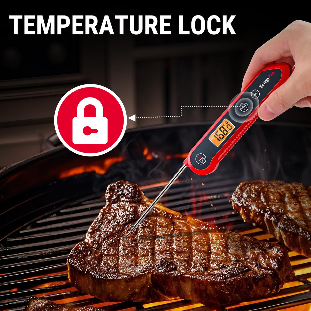 TempPro Digital Instant Read Meat Thermometer for Grilling, Waterproof Food Thermometer with Calibration Backlight Baking Bread Candy Thermometer Cooking Gift for Dad Husband (Previously ThermoPro)