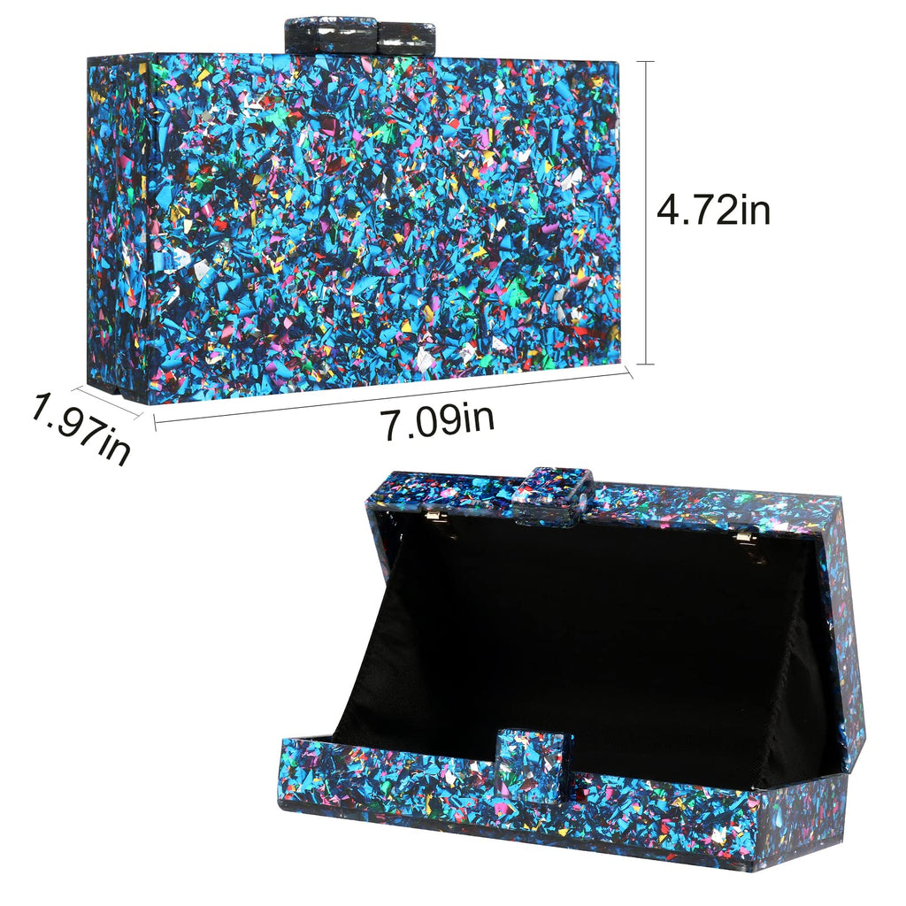 Gets Acrylic Purses and Handbags for Women Multicolor Perspex Geometric Patterns Box Clutch Banquet Evening Crossbody Handbag