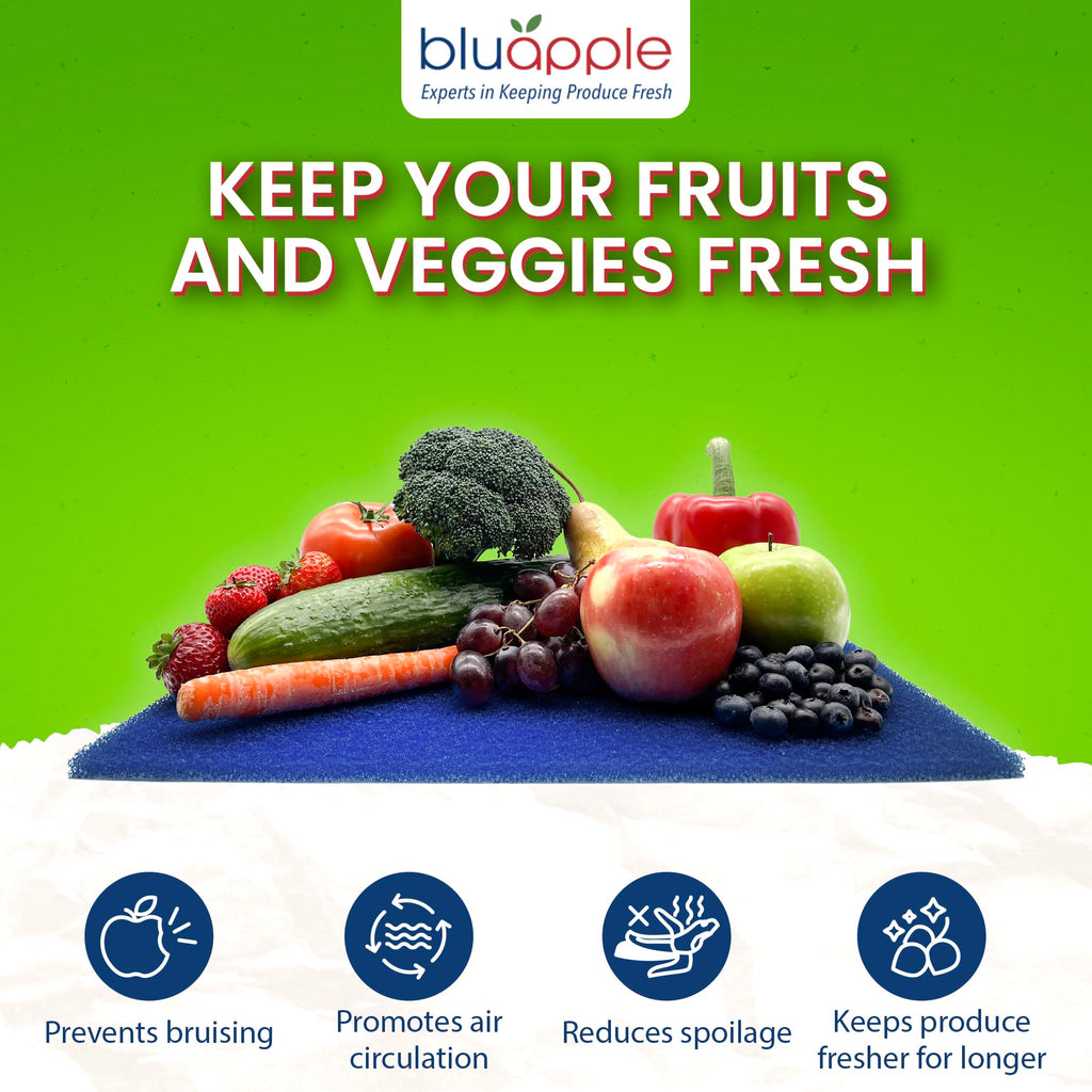 Bluapple FreshMats, Refrigerator Bin Liner, Fridge Drawer Mats, Crisper Life Extender Liner Keeps Produce Fresh Longer, Anti-Bruising, for Air Circulation, Washable & Reusable (4-Mats, 12x15, Black)