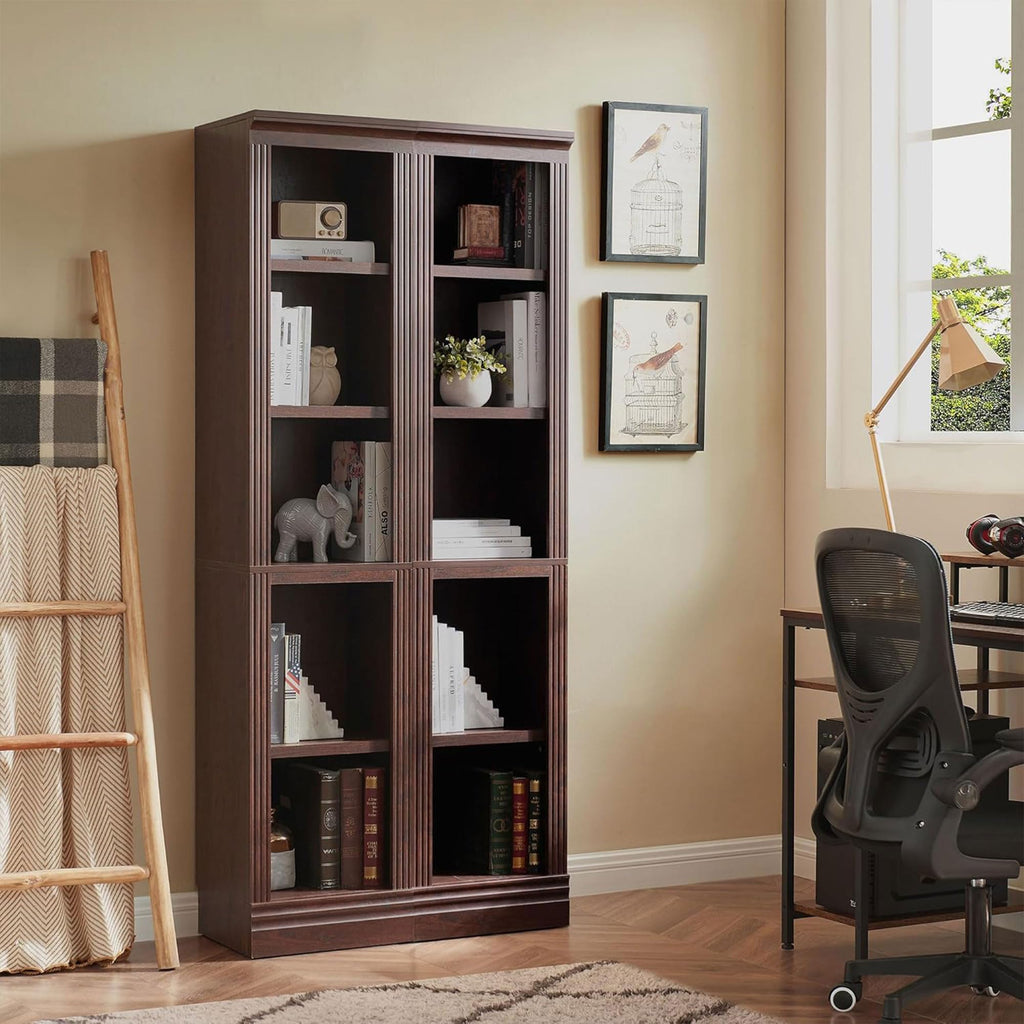 JAHRSTIM Halston Bookshelf, 5-Tier Tall Deep Storage Shelf, Adjustable Open Shelving Unit Closet Organizer and Storage for Living Room Home Office Bedroom, Modular Deep Bookcase Bookshelves