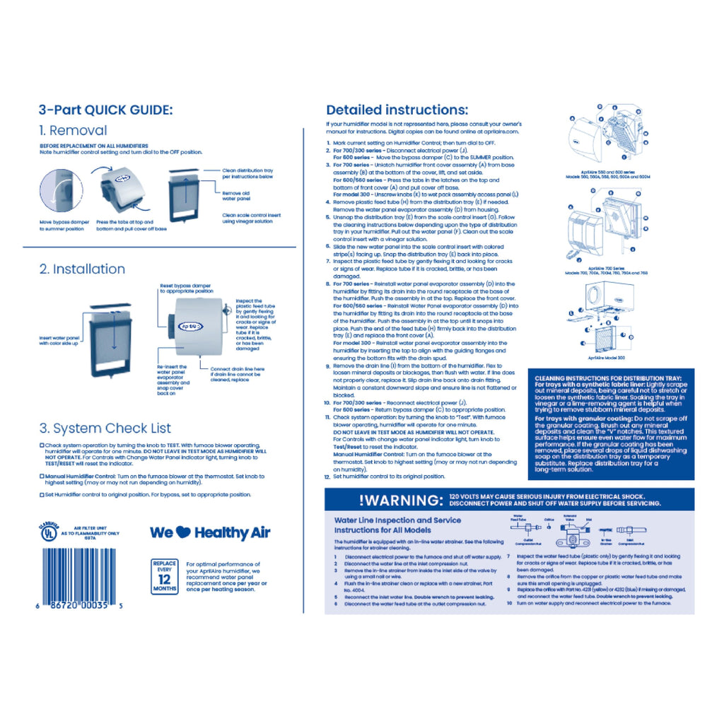 AprilAire 35 Water Panel Humidifier Filter Replacement for AprilAire Whole-House Humidifier Models 300, 350, 360, 560, 560A, 568, 600, 600A, 600M, 700, 700A, 700M, 760, 760A, 768 (Pack of 1)