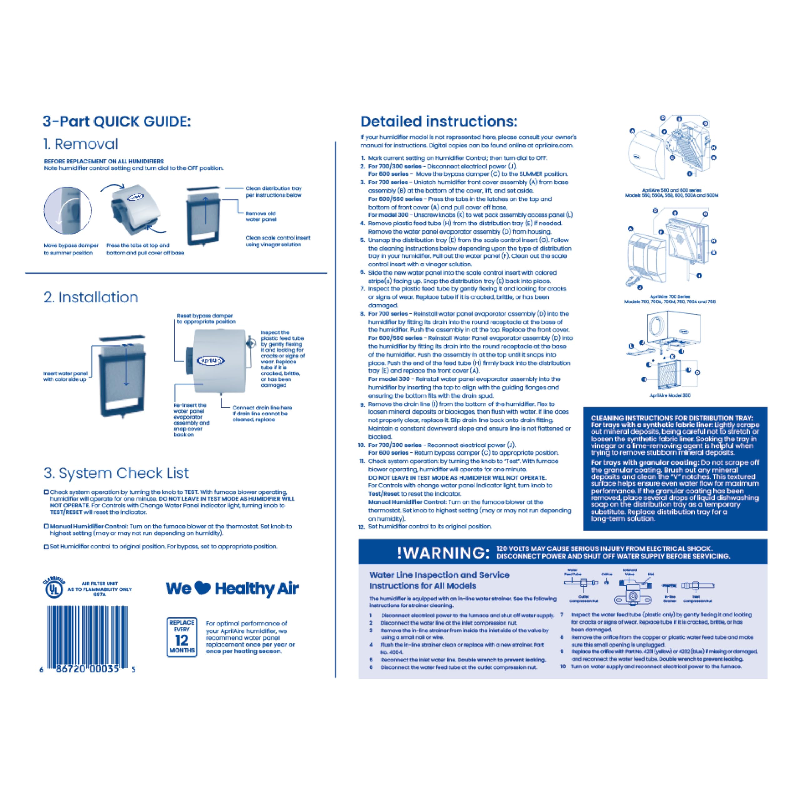 AprilAire 35 Water Panel Humidifier Filter Replacement for AprilAire Whole-House Humidifier Models 300, 350, 360, 560, 560A, 568, 600, 600A, 600M, 700, 700A, 700M, 760, 760A, 768 (Pack of 1)