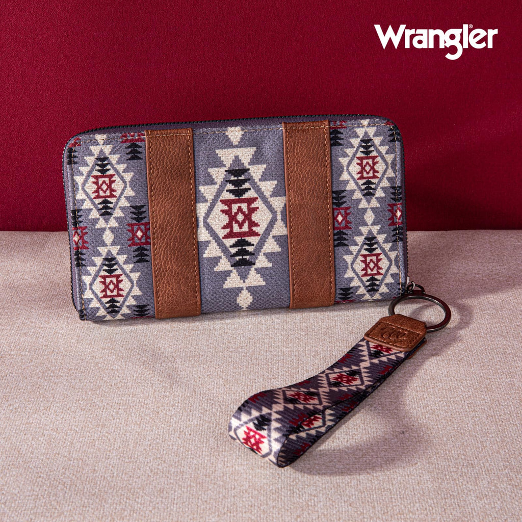 Wrangler Wallet Purse for Women Western Aztec Clutch Wristlet Wallet with Credit Card Holder