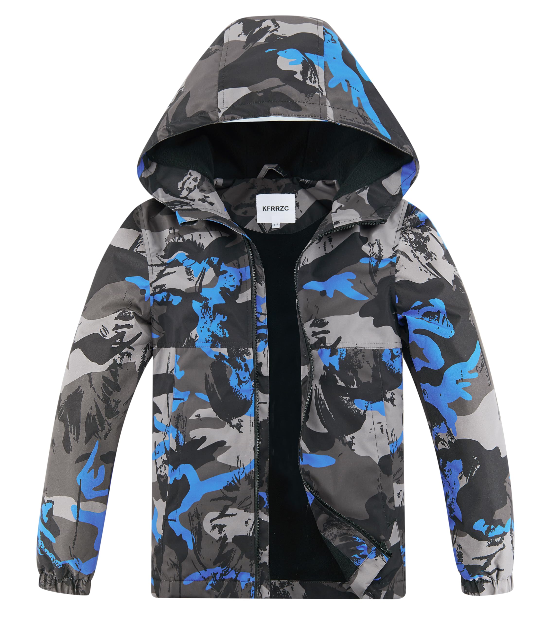 Boys Girls Rain Jackets Waterproof Hooded Fleece Raincoats Lightweight Windbreakers for Kids
