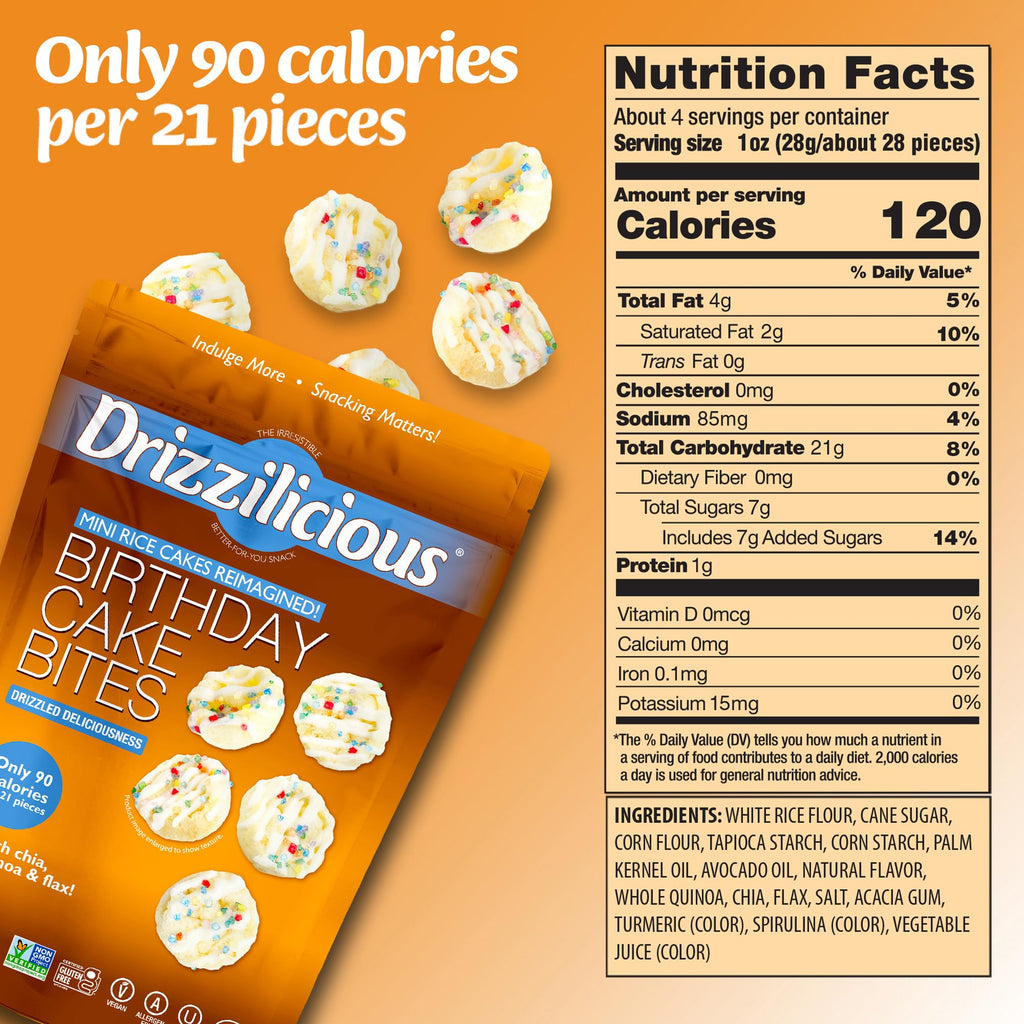 Drizzilicious Mini Flavored Rice Cakes - Rice Crisps, Healthy Snack for Adults and Kids, Vegan, Gluten Free Snack, 90 Calories Per 21 Pieces, S'mores & Cinnamon Swirl - 4 oz (Pack of 6)