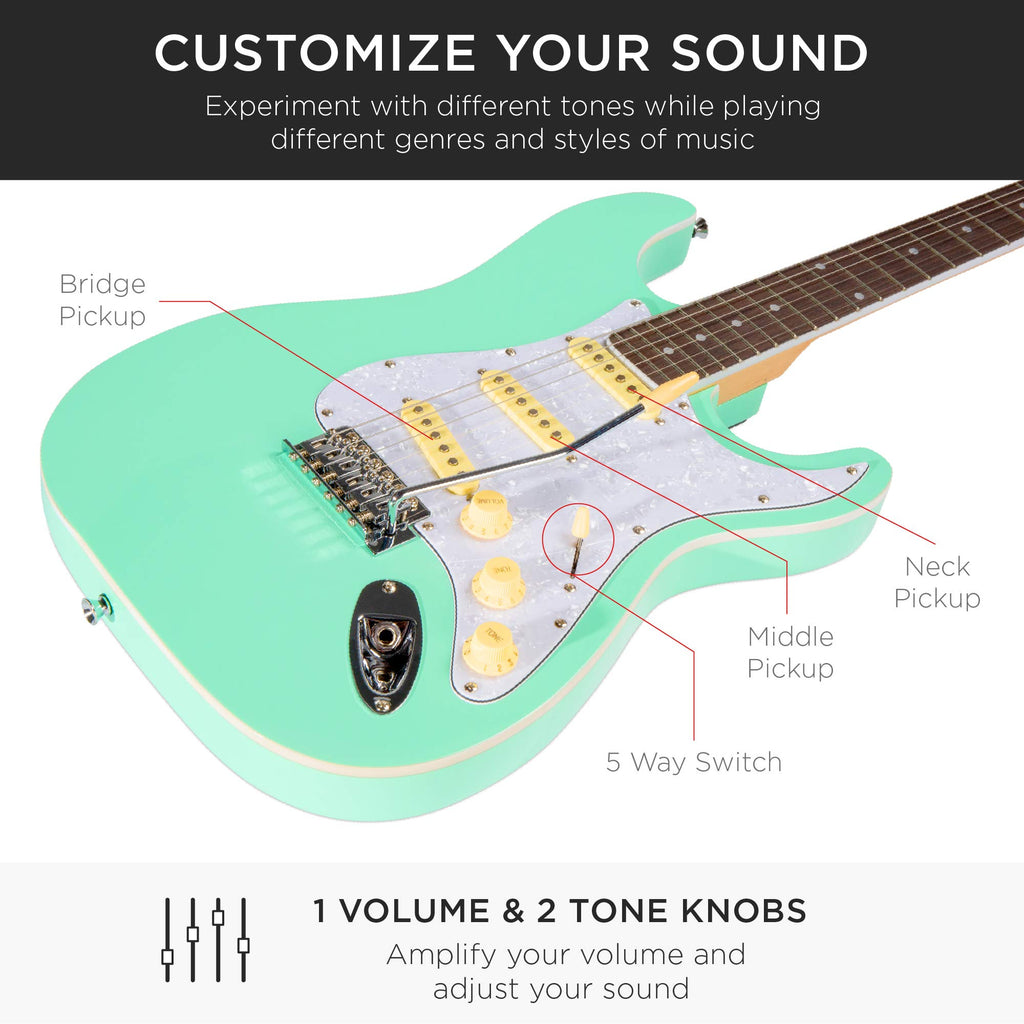 Best Choice Products 39in Full Size Beginner Electric Guitar Starter Kit w/Case, Strap, 10W Amp, Strings, Pick, Tremolo Bar - 3 Color Sunburst