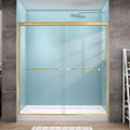GETPRO Shower Door Sliding 44-48 in. W x 72 in. H Semi-Frameless Bypasss Double Sliding Doors for Shower,1/4 inch Clear Tempered Walk-in Shower Glass Door Brushed Nickel
