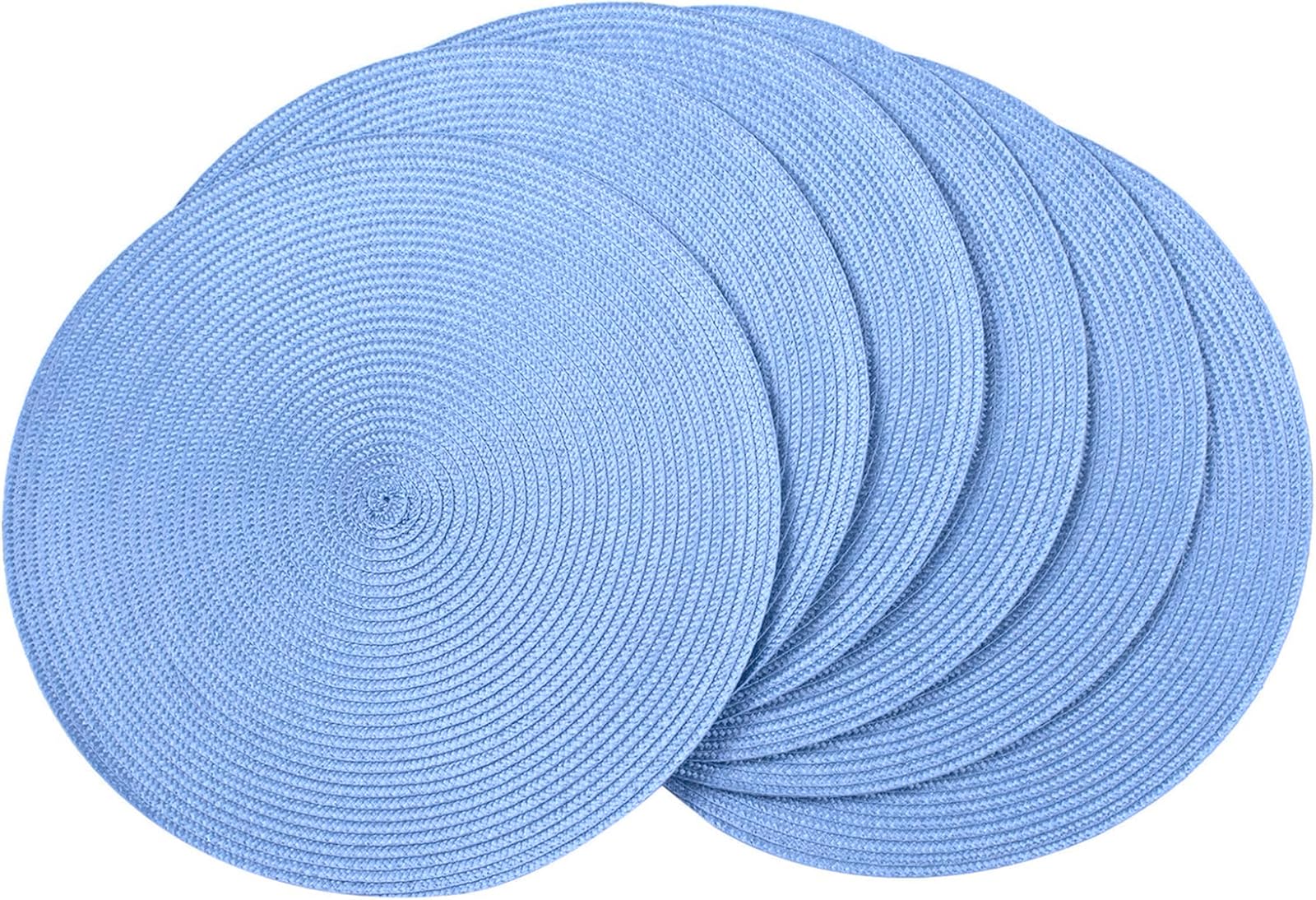 AHHFSMEI Round Placemats Set of 6 Heat Resistant Washable Non-Slip Woven Braided Table Mats for Dining Table Kitchen & Home Decor (Beige)