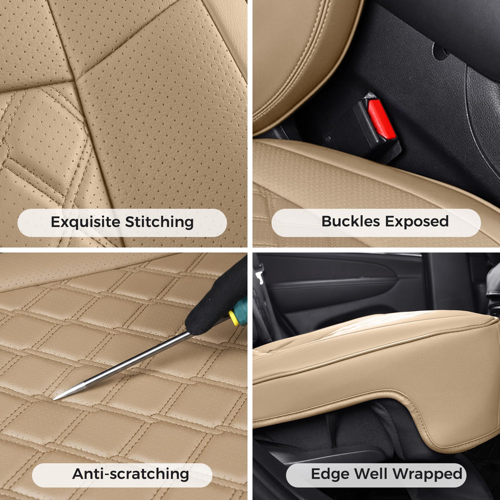 Huidasource Grand Cherokee Seat Covers, 2 Pieces Waterproof Leather Customized Car Seat Cushion Covers Protectors Compatible with Jeep Grand Cherokee 2011-2022 (2Pcs Front/Black)