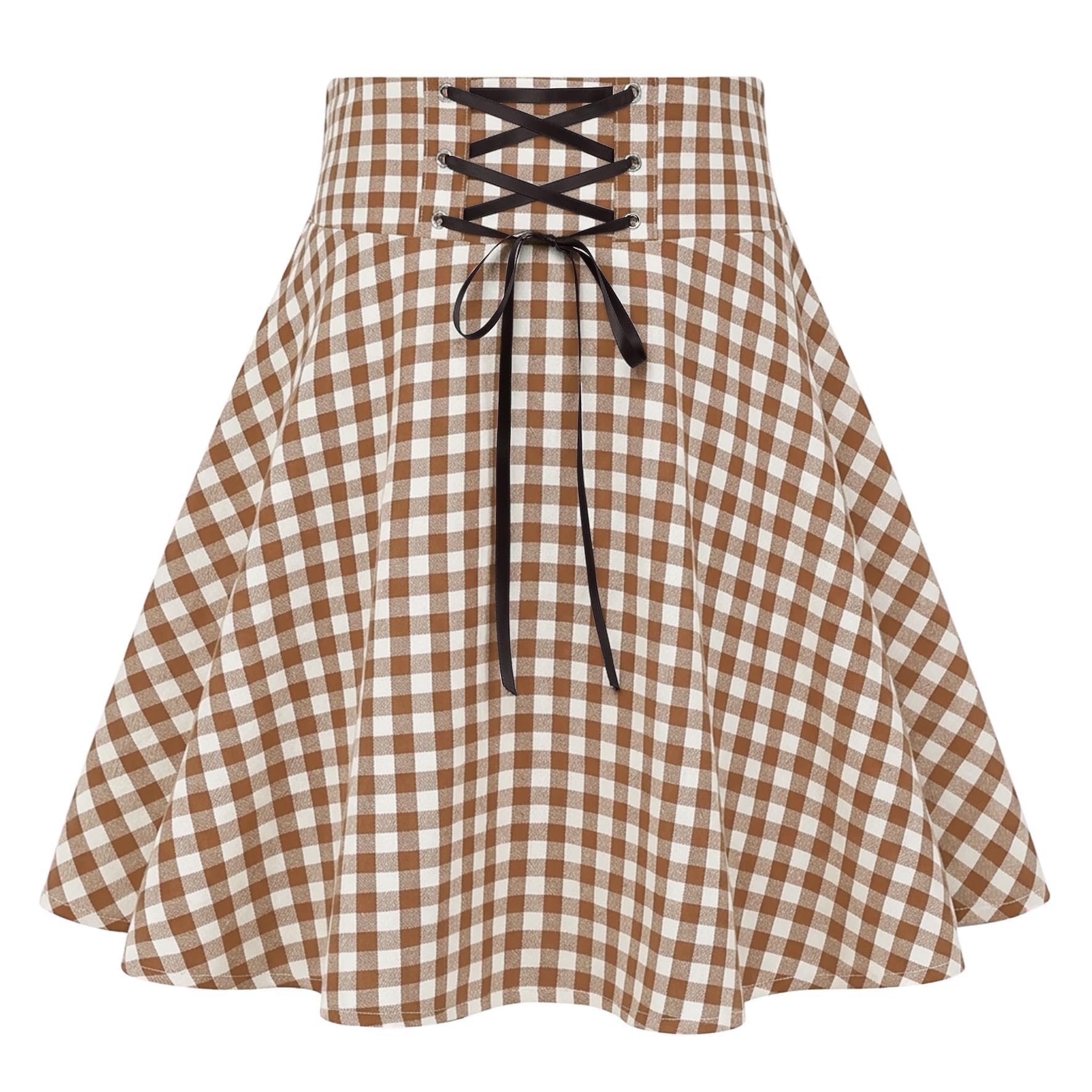 IDEALSANXUN Gothic Plaid Mini Skirts for Women Short High Waist Plaid Skirts