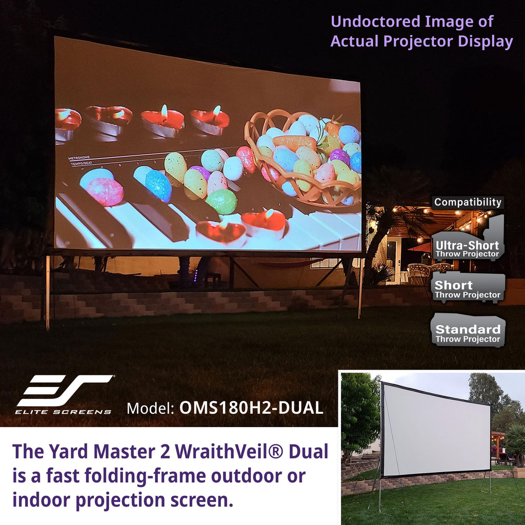 Elite Screens 100-inch Wraith Veil DUAL, 16:9, 0.8 Gain, 150° Viewing Angle, Front & Rear Projection Screen, Yardmaster 2 OMS100H2-Dual