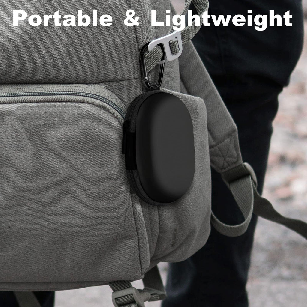 2Pack Oval Earbud Case Portable EVA Carrying Case Storage Bag Cell Phone Accessories Organizer with Carabiner for Earphone, Earbud, Earpieces, SD Memory Card, Camera Chips, Black/Purple