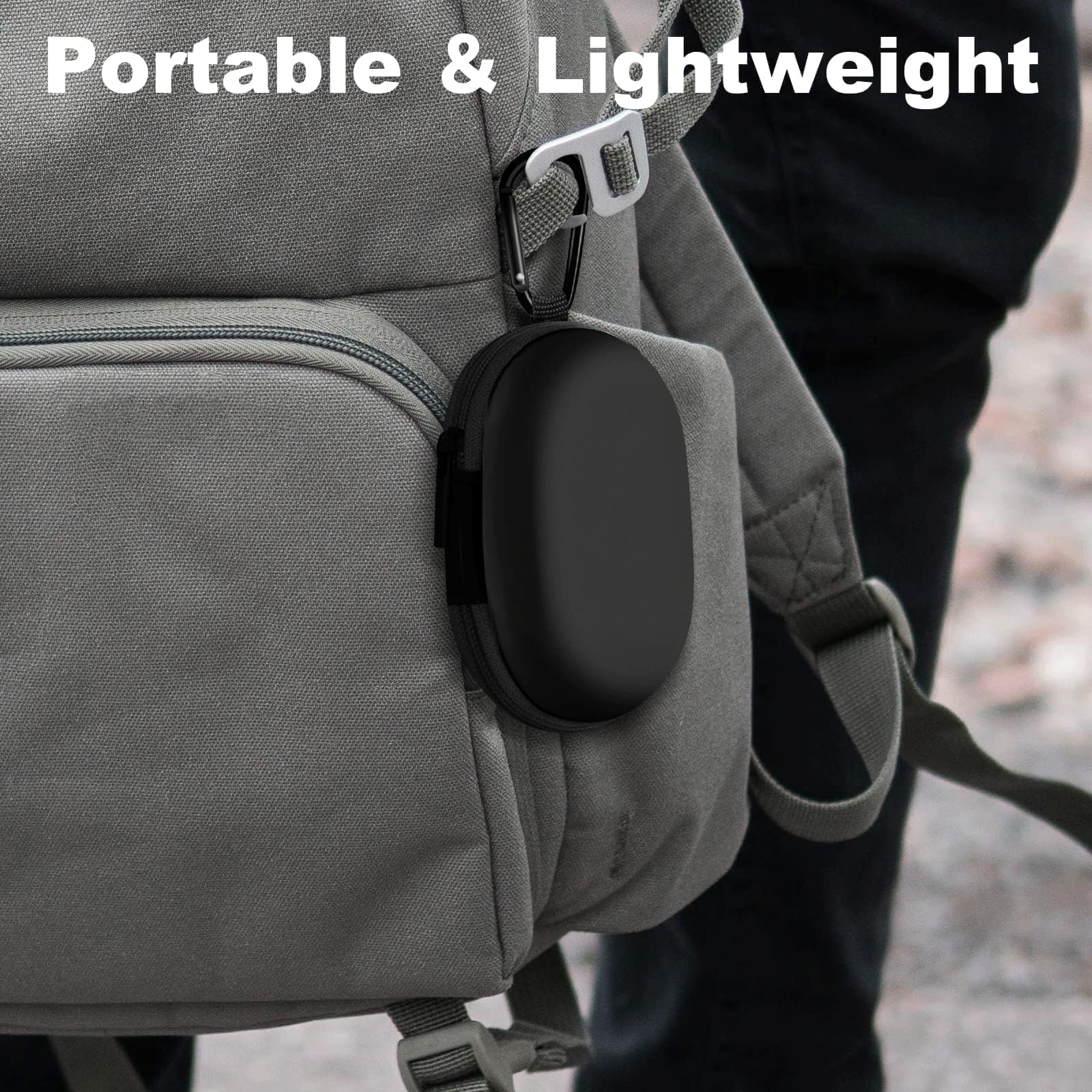 2Pack Oval Earbud Case Portable EVA Carrying Case Storage Bag Cell Phone Accessories Organizer with Carabiner for Earphone, Earbud, Earpieces, SD Memory Card, Camera Chips, Black/Purple