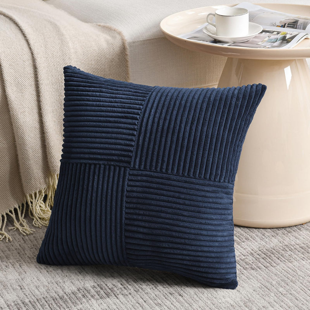 Fancy Homi Olive Green Samll Decorative Throw Pillow Covers 12x12 Inch with for Living Room Couch Bed Sofa, Rustic Farmhouse Boho Home Decor, Soft Corss Patchwork Corduroy Square Cushion Case 30x30 cm