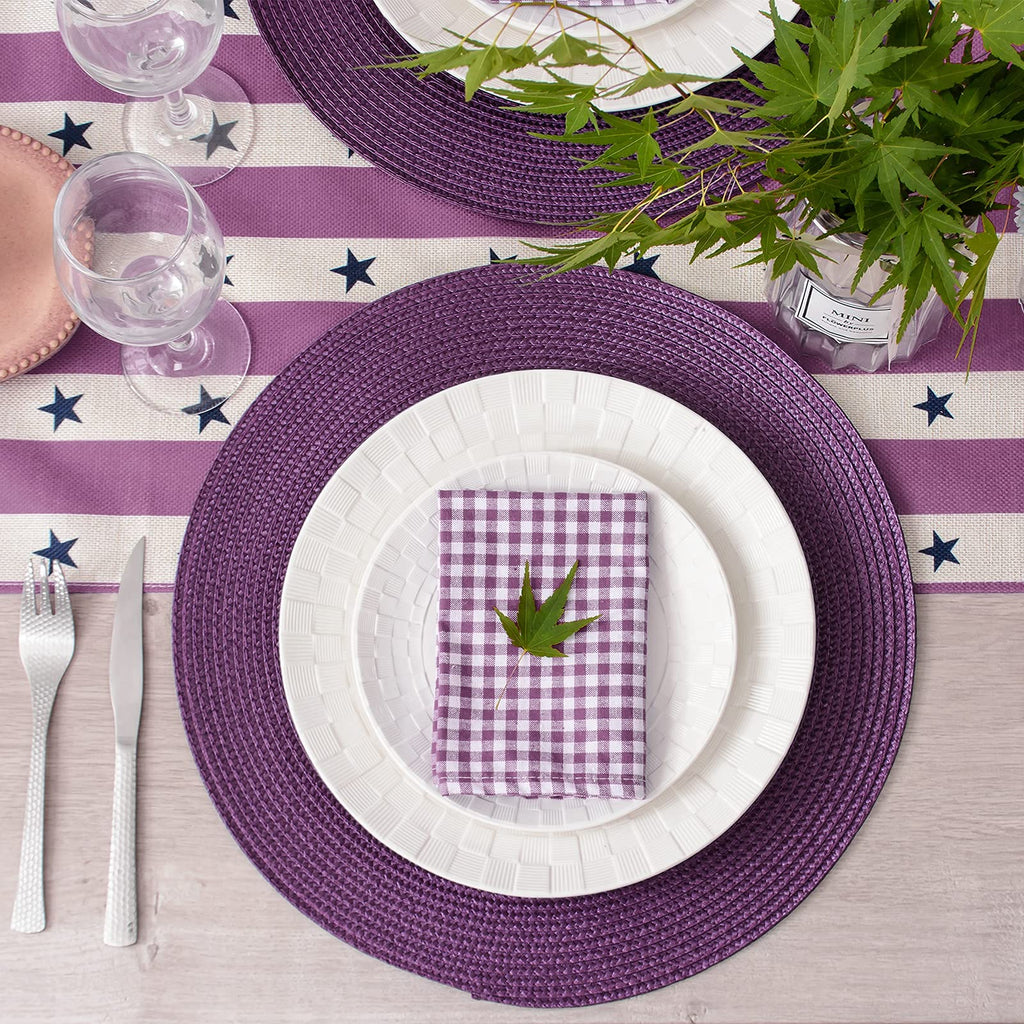 AHHFSMEI Round Placemats Set of 6 Heat Resistant Washable Non-Slip Woven Braided Table Mats for Dining Table Kitchen & Home Decor (Beige)